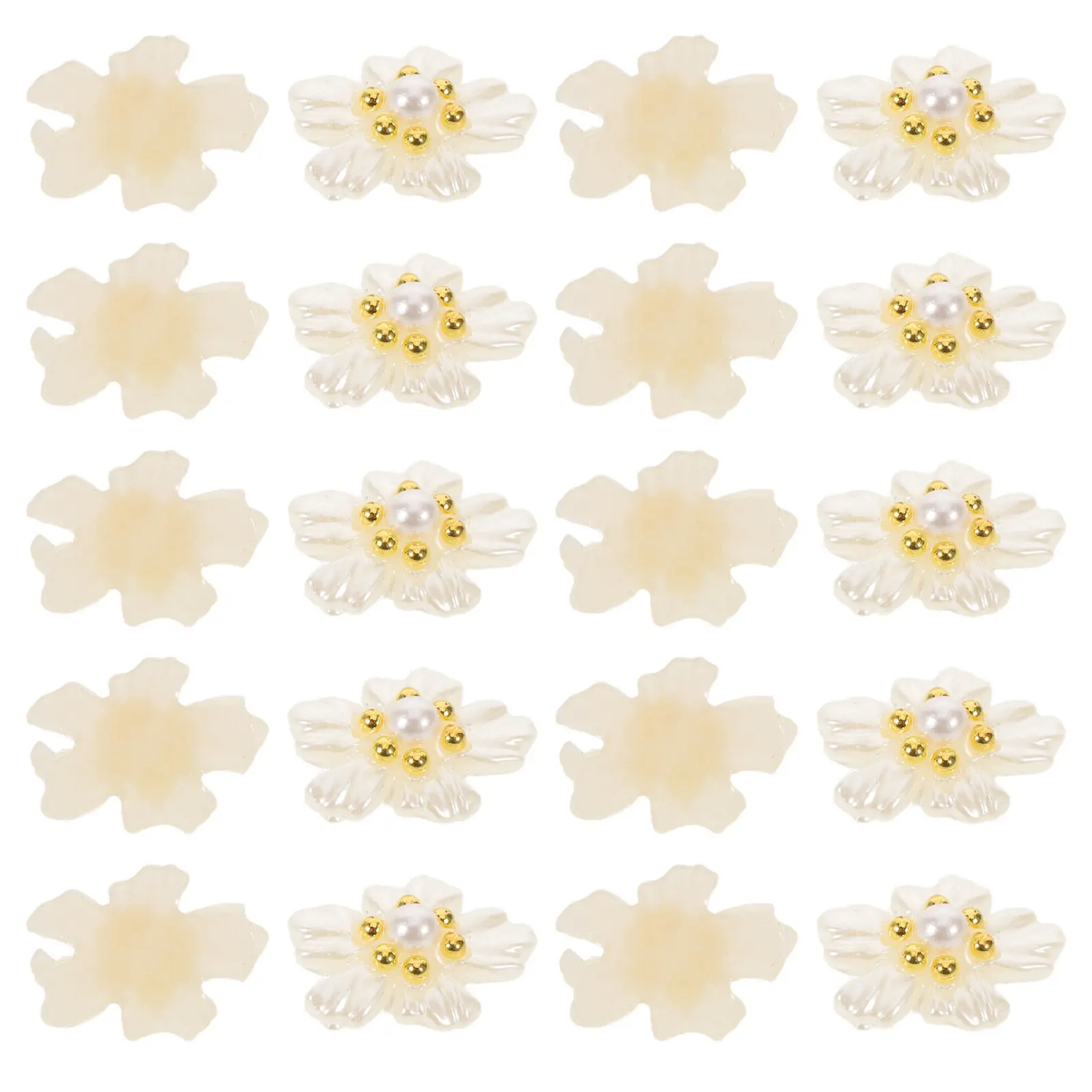 

20 шт. акриловых украшений для ногтей в виде цветов с кристаллами и жемчугом, декор для маникюра, аксессуары для вечеринок и повседневного стиля