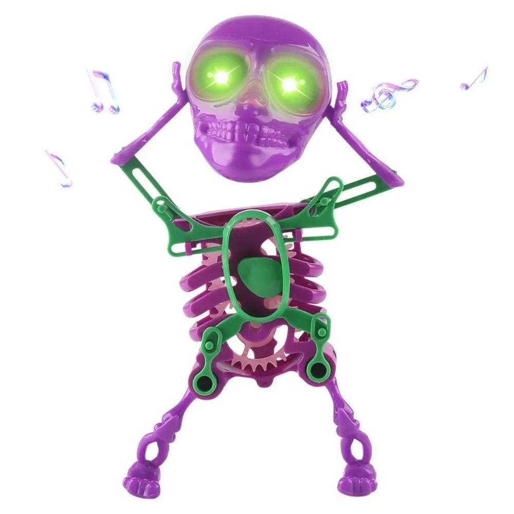 لعبة جمجمة مضيئة للرقص والتأرجح ثلاثية الأبعاد مع موسيقى مع أضواء هيكل عظمي للرقص مفصلية مرنة لتخفيف التوتر