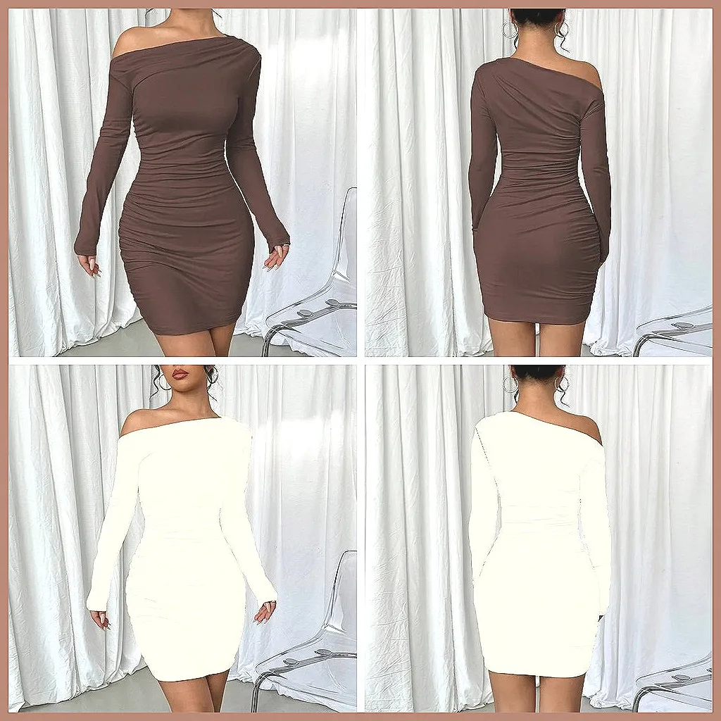 Elegant 2025 Autumn Women's Party Dress Sexy Bodycon Long Sleeve Mini Prom Evening Gown (Characters: 78)