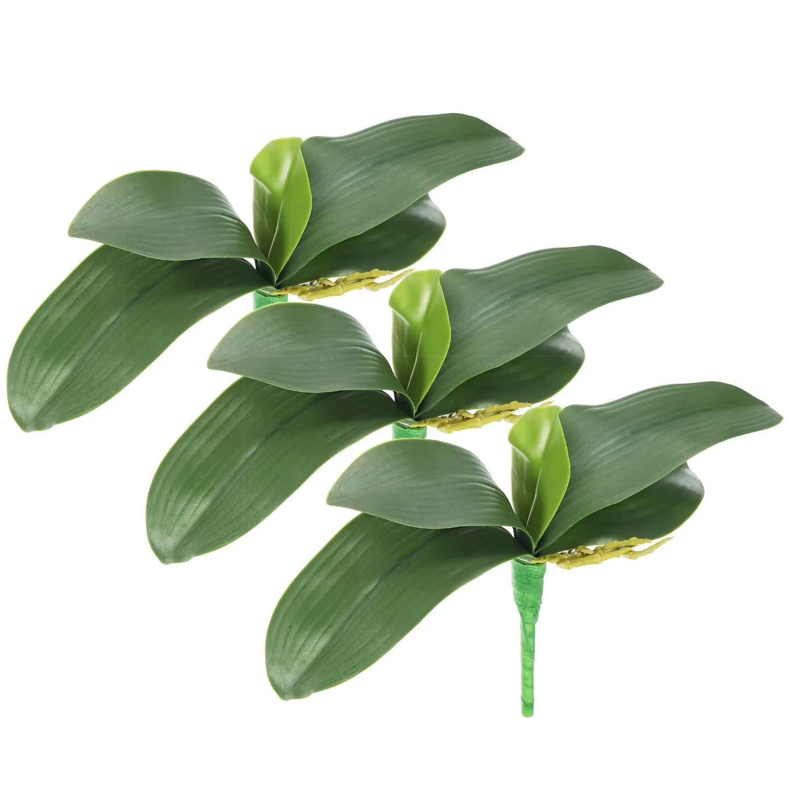 

3pcs Faux Orchid Leaves 5 Petals Artificial Leaf with Stems Plastic Grass Artificial Plants Simulation Leaves Decorative Flowers