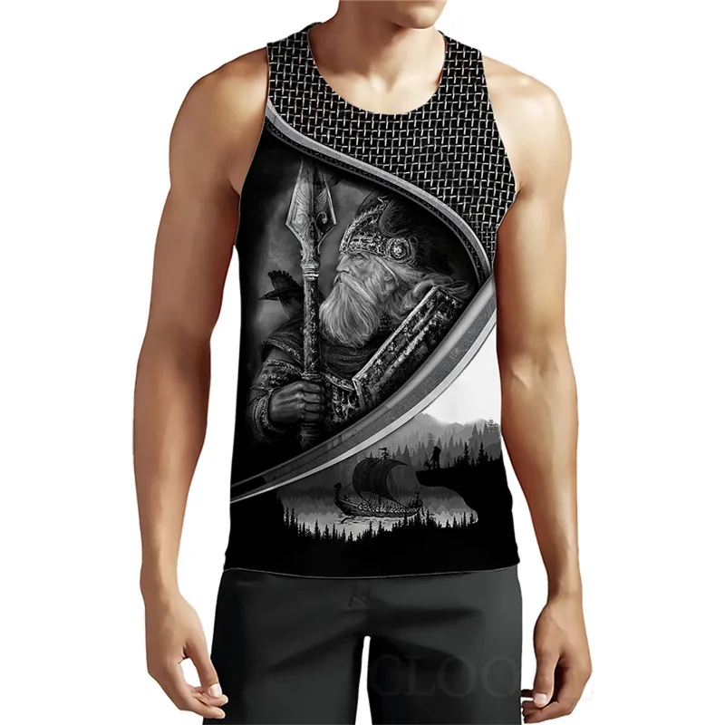 Vintage Men\'s Gothic Style Tank Tops Summer Sleeveless 3D Print Viking Top Man Clothing Loose Casual Hot Hip Hop Streetwear Vest