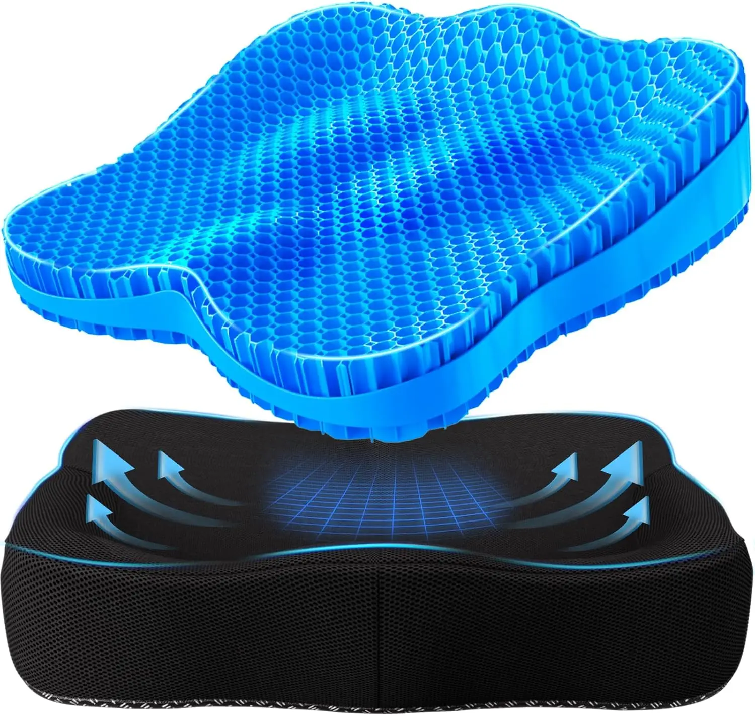 

Gel Seat Cushion, Thick Office Chair Pad for Long Sitting, Sciatica & Hip Pain Relief, Egg Cushion for Wheelchair Car Home