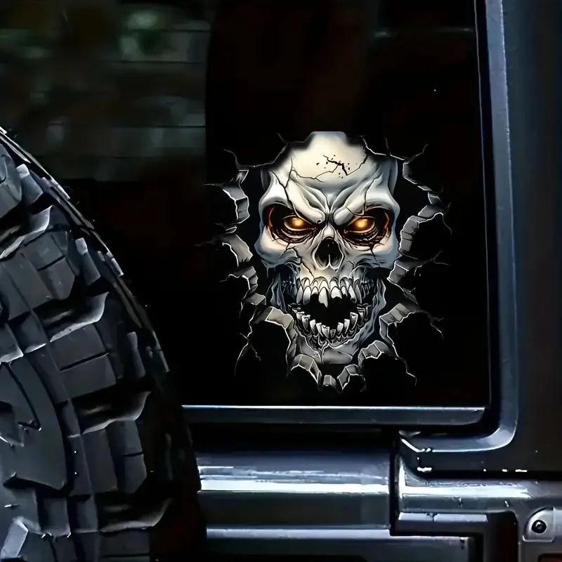 Horror Skull Funny Waterproof Vinyl Car Decal, Exterior Decorative Accessories, Used for Car, Motorcycle, Laptop