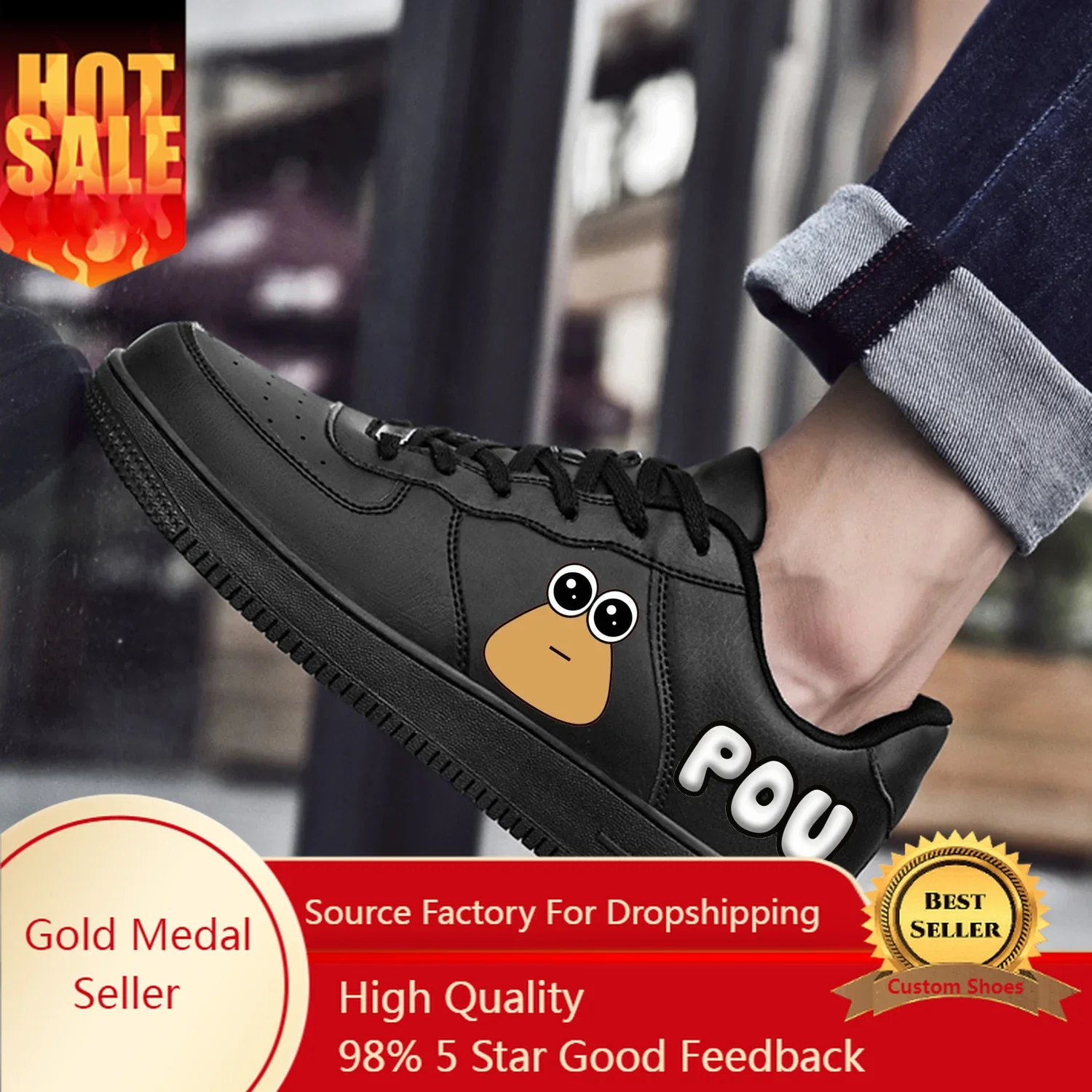 

Hot Cartoon Animation POU AF Basketball Game Mens Womens Sports Run High Quality Flats Force Sneakers Lace Up Mesh Custom Shoes