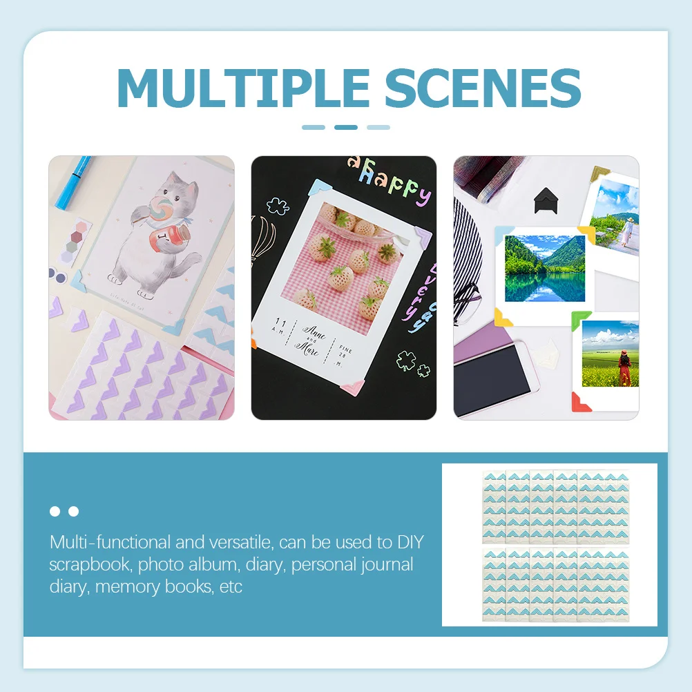 

10 Sheets Photo Mounting Corners Self Adhesive Retro Tabs for Pictures Albums Scrapbooking Long Term Preservation