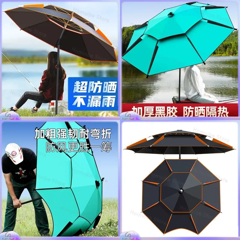 Large Foldable Fishing Umbrella Thickened Three Fold Universal Sunshade Rain Protection Outdoor Patio Garden Furniture Beach