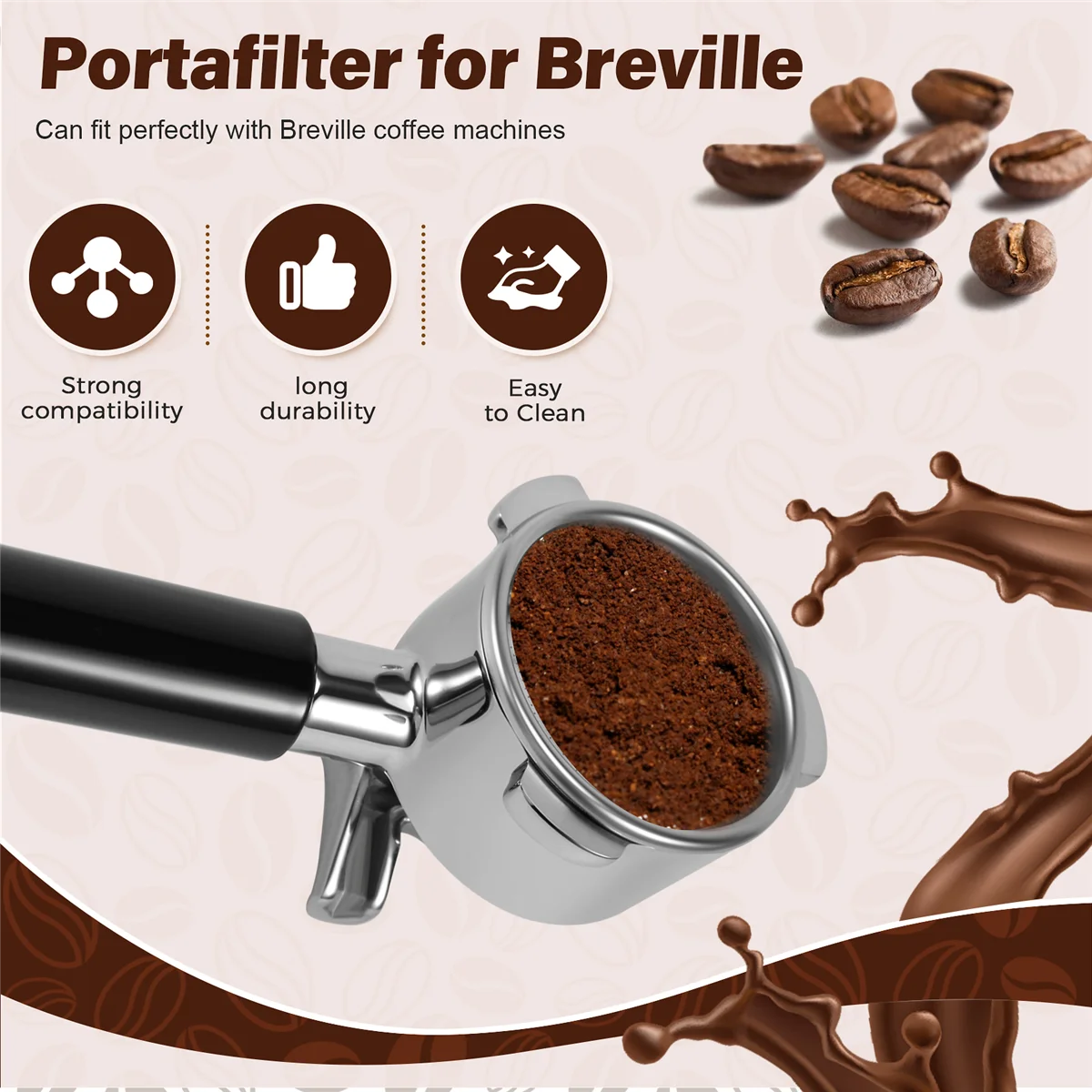 M17K 54 مم Portafilter لـ Breville BES870XL، BES870BSXL، BES878BSS، BES880BSS، BES840XL حامل مرشح Portafilter غير القابل للصدأ