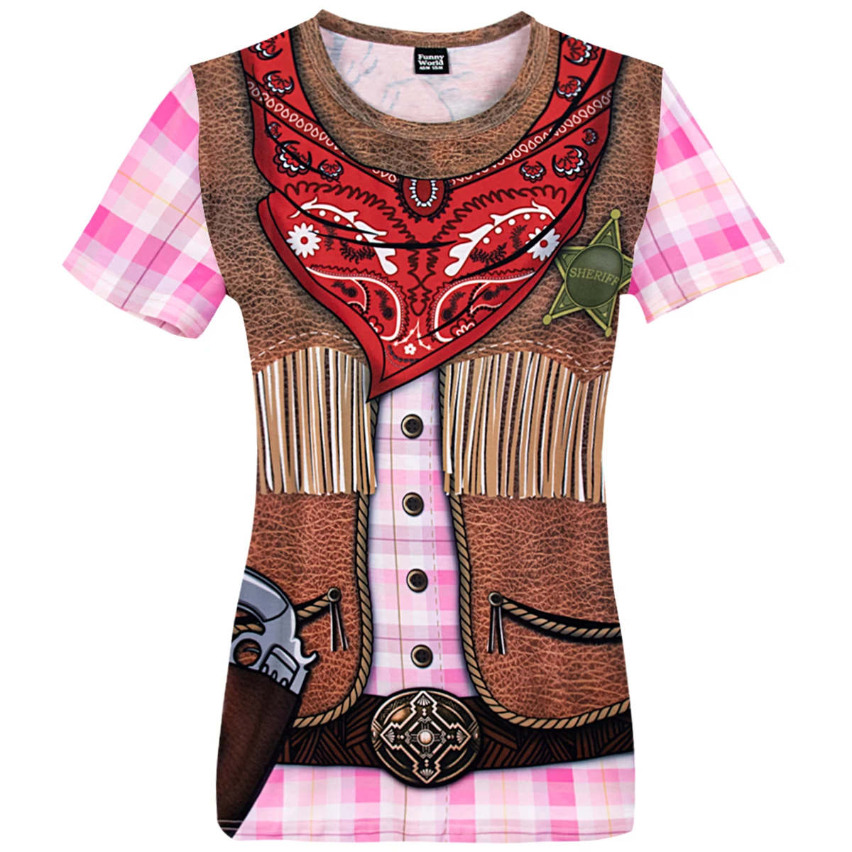 Kobiety Cowgirl Western Rodeo Shirt Lady 3D Printed Fake Paisley Bandana Graphic Wild West Theme Party Country Concert Simple Tee