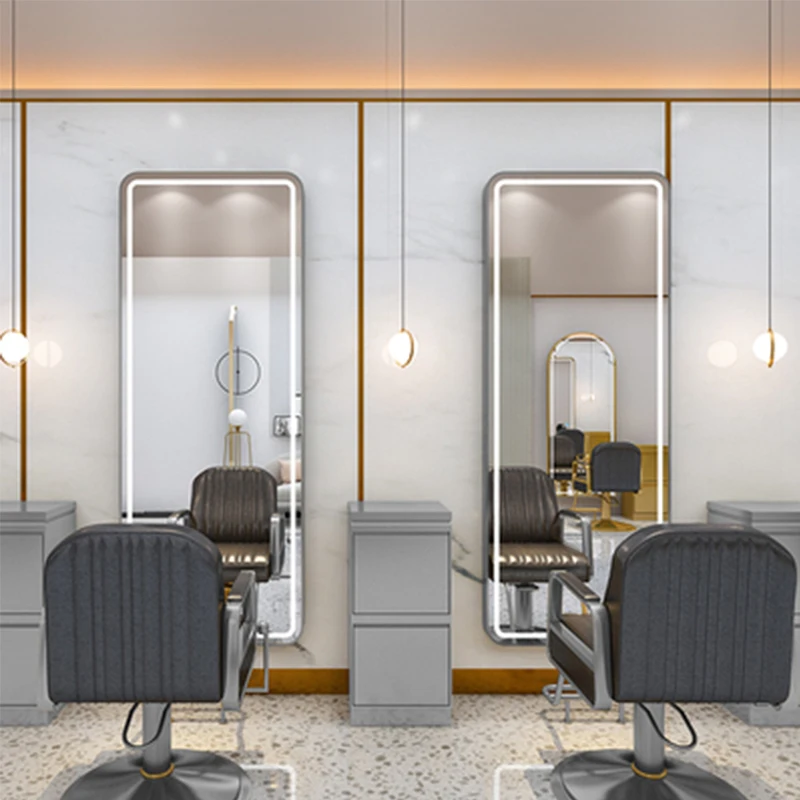 Tela de toque de dente azul quente iluminada espelho para móveis de salão de beleza espelho de salão de beleza