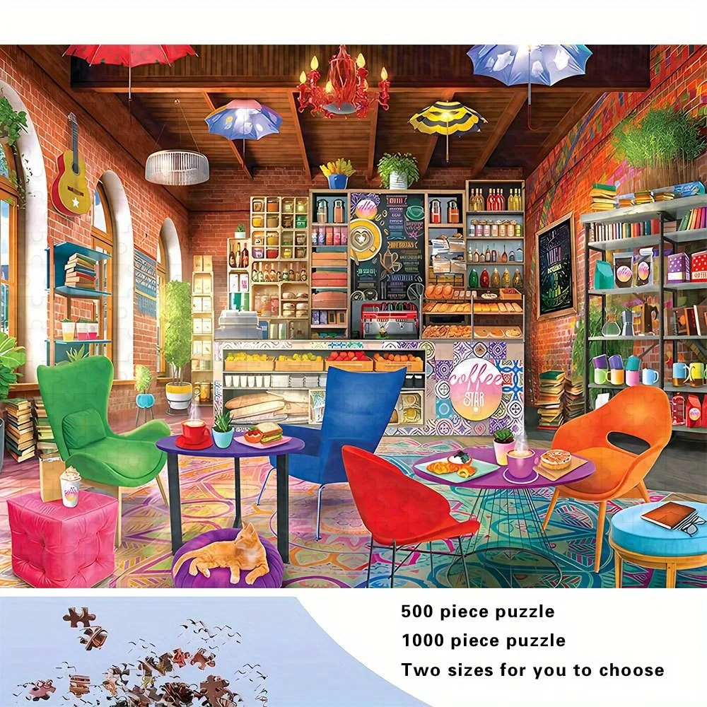 500/1000ピース 大人向けパズル、高品質、リラックスできる楽しいファミリーゲーム、誕生日、クリスマス、ハロウィン、ギフトに最適、ディープ