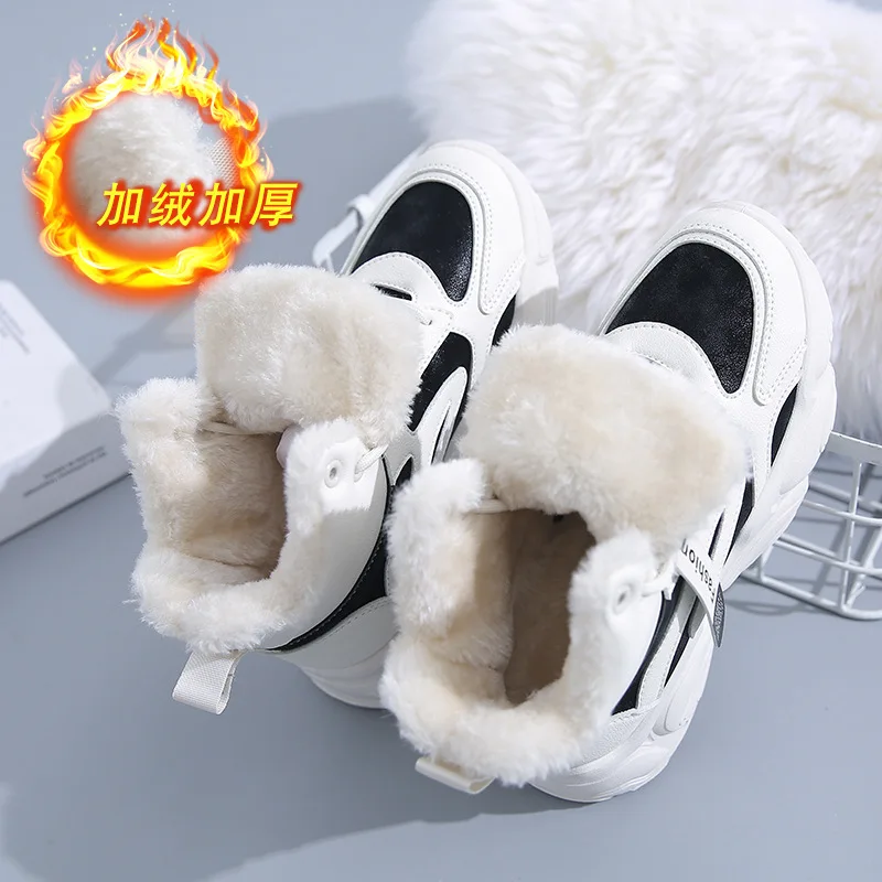 

2025 Winter High Help Snow Boots Women Shoes Flat Hell Casual Shoes Woman Ankle Boots Plush Warm Botas Muje Botas Femininas Bota