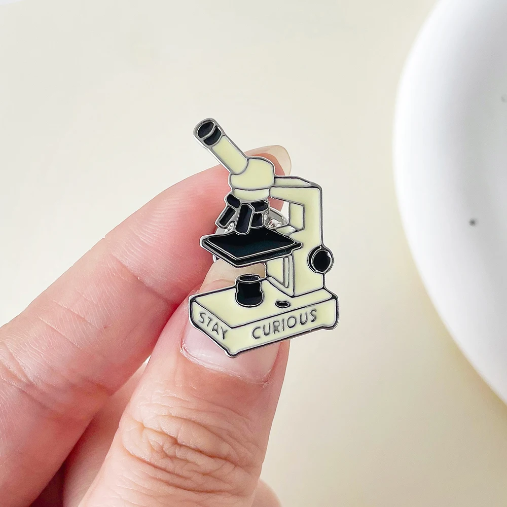 Science Microscope Enamel Pins Medical Biology Lab Series Badge Hat Jacket Lapel Brooch Doctor Biologist Scientist Jewelry