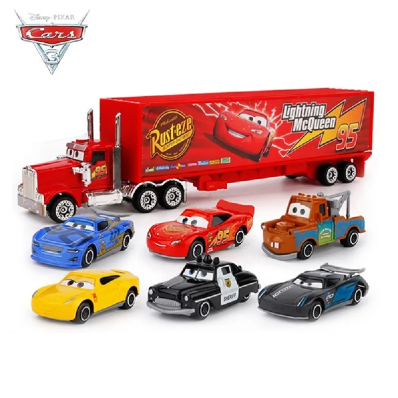 Cars Disney Pixar Cars 3 Toys Lightning McQueen Jackson Storm Mack Uncle Truck 1:55 Diecast Model Car Toy Children Birthday Gift