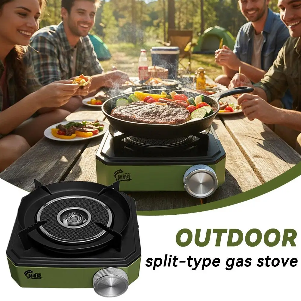 

New Green Regulated Gas Stove Portable Outdoor Windproof High Power Seven-Star Fire Camping Burner For Picnic BBQ Hiking Cooking