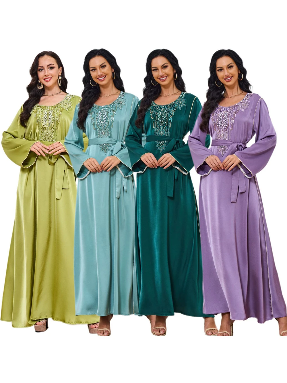 Formal Occasion High Quality Luxury Dress Green Purple Soft Summer Spring Muslim Female Clothes Cheap Gala Party Dresses Woman