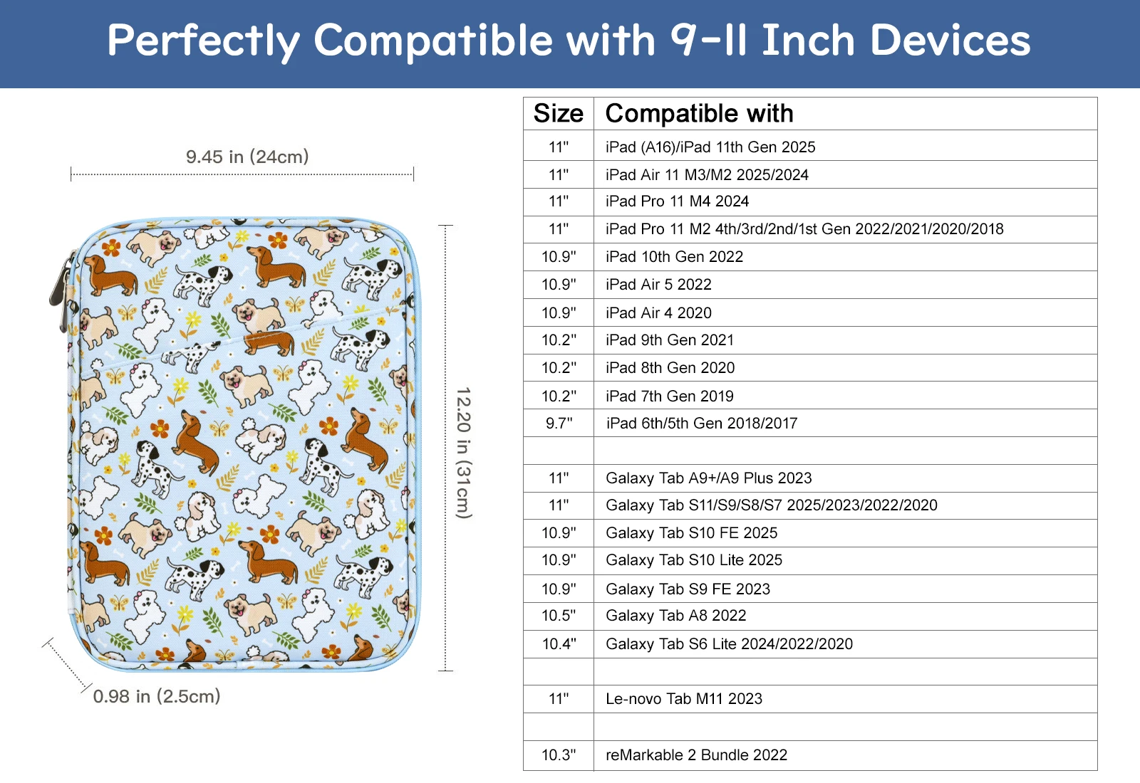 Fotografia 3: Capa para Tablet de 9-11 Polegadas, Compatível com Novo iPad Air M4/Pro M5 de 11 Polegadas, iPad A16 de 11 Polegadas, iPad 10/9/8/7ª Geração/Air 5/4ª Geração de 10.9/10.2 Polegadas, Tab S9/S8
