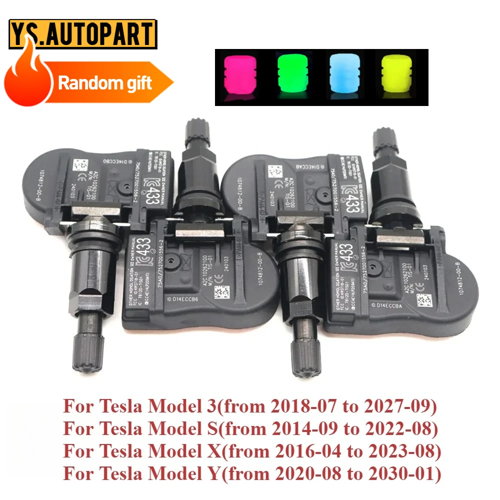 

1074812-00-B TPMS для Tesla Model 3 S X Y 2014-2023 433 МГц Сигнализация Датчик давления в шинах Система мониторинга 107481200B