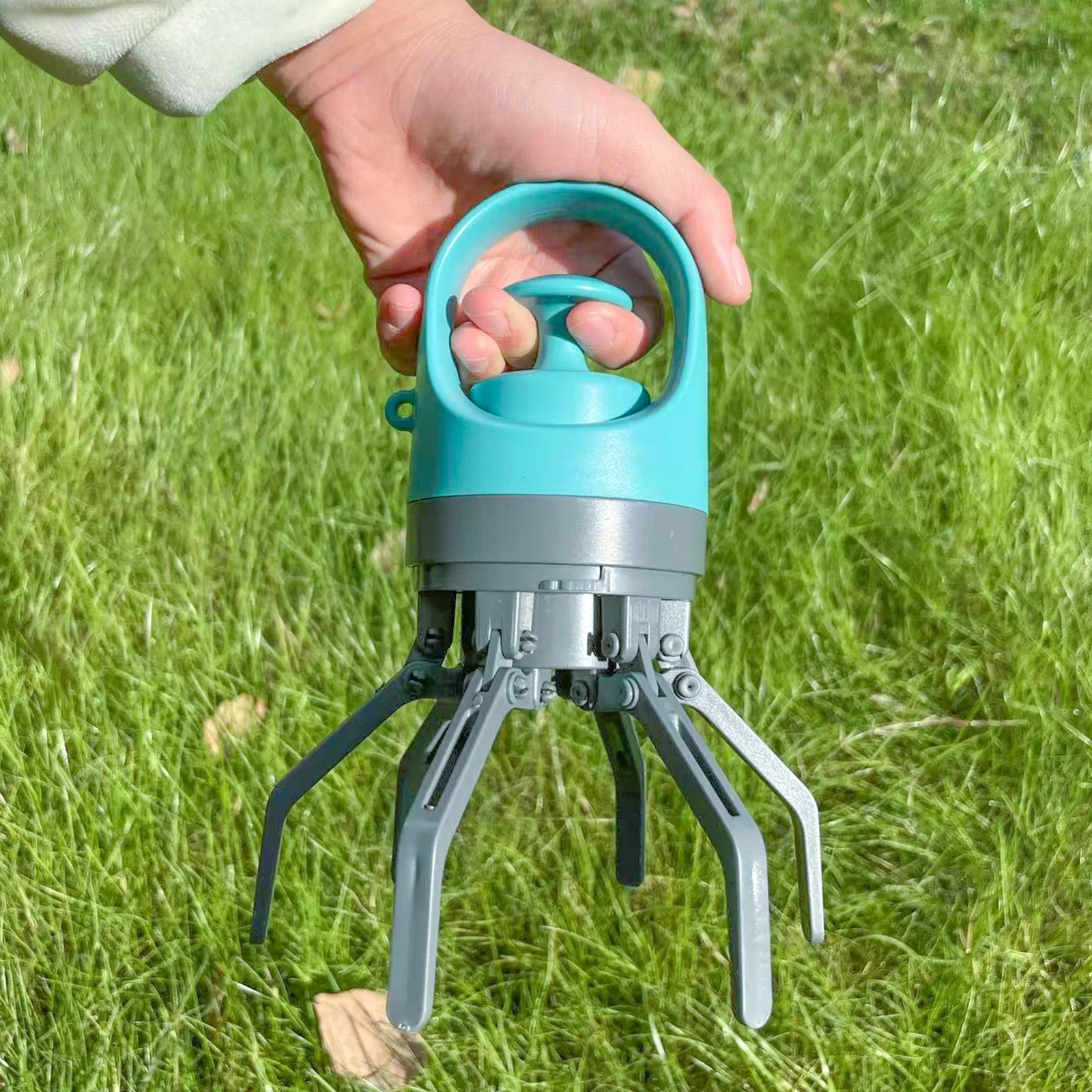 Professional dog poop shovel with 6-claw grabber and trash bag - portable pet waste collection tool for outdoor use