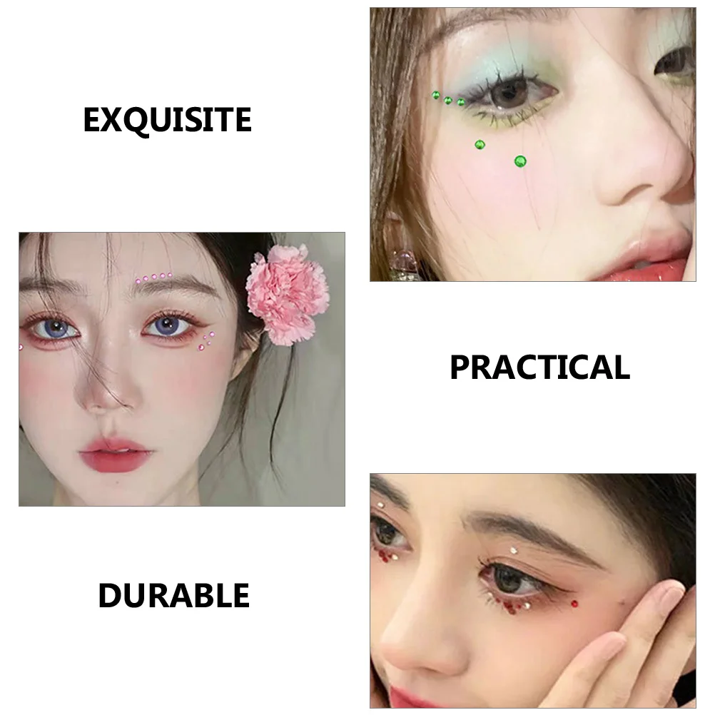 

6 Sheets Facial Gem Stickers Adhesive Rhinestones for Eyes Makeup Jewels Craft Decoration Masquerade Carnival Night Event Use