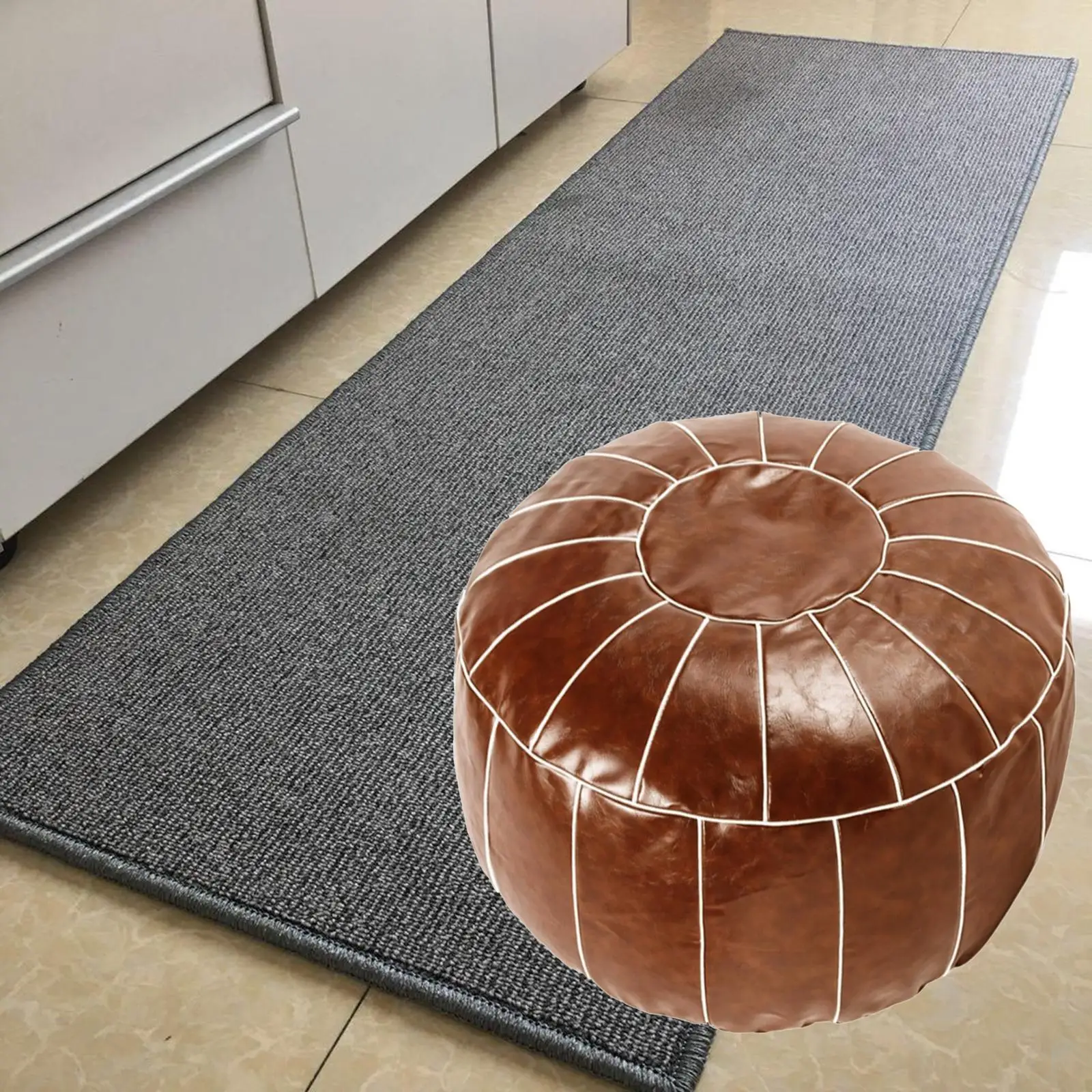 Handmade Boho Moroccan Pouf Cover Unfilled Dark Brown