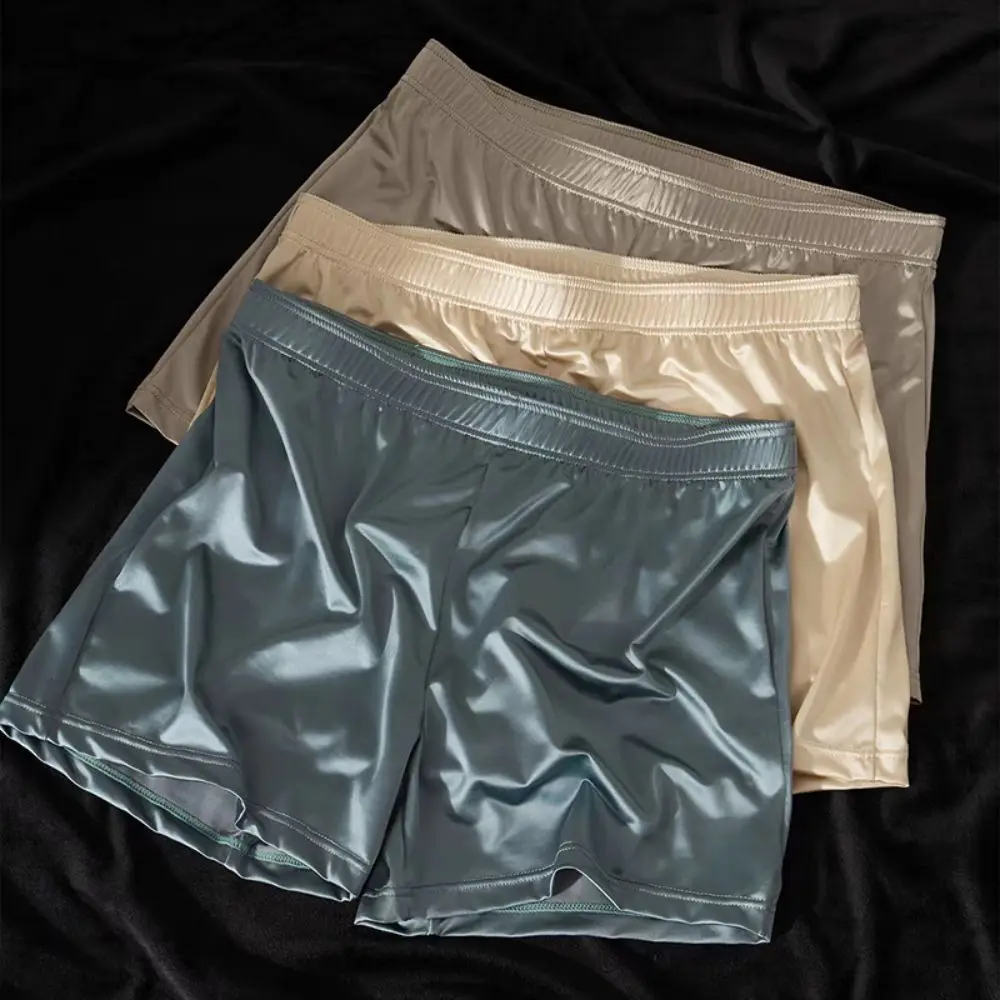 Calzoncillos Boxer cómodos de talla grande para hombre, bragas de seda sin costuras a media cintura, lencería, pantalones cortos elásticos, calzoncillos, regalos, 3 uds.