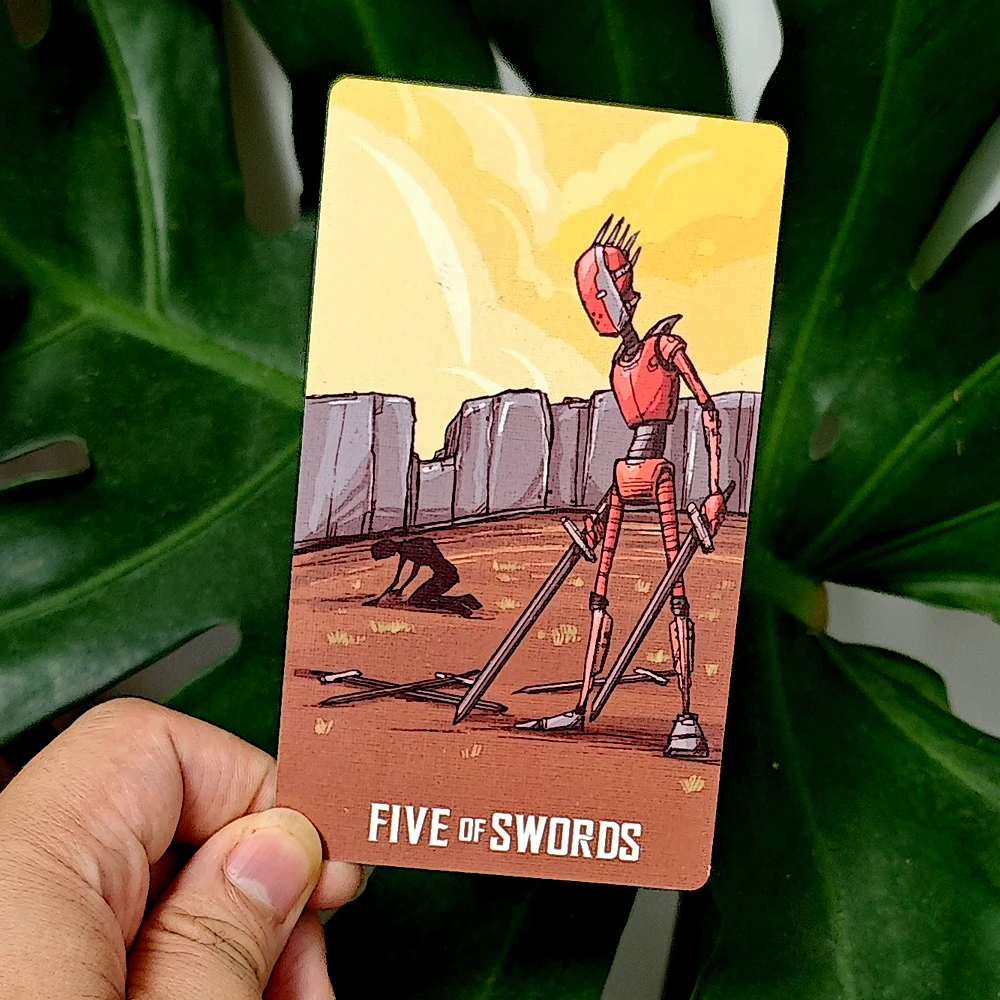Based on Rider System 12*7cm Tarotbot A Robot Themed Tarot Deck 80 Pcs Robot Cartoon Tarot Cards