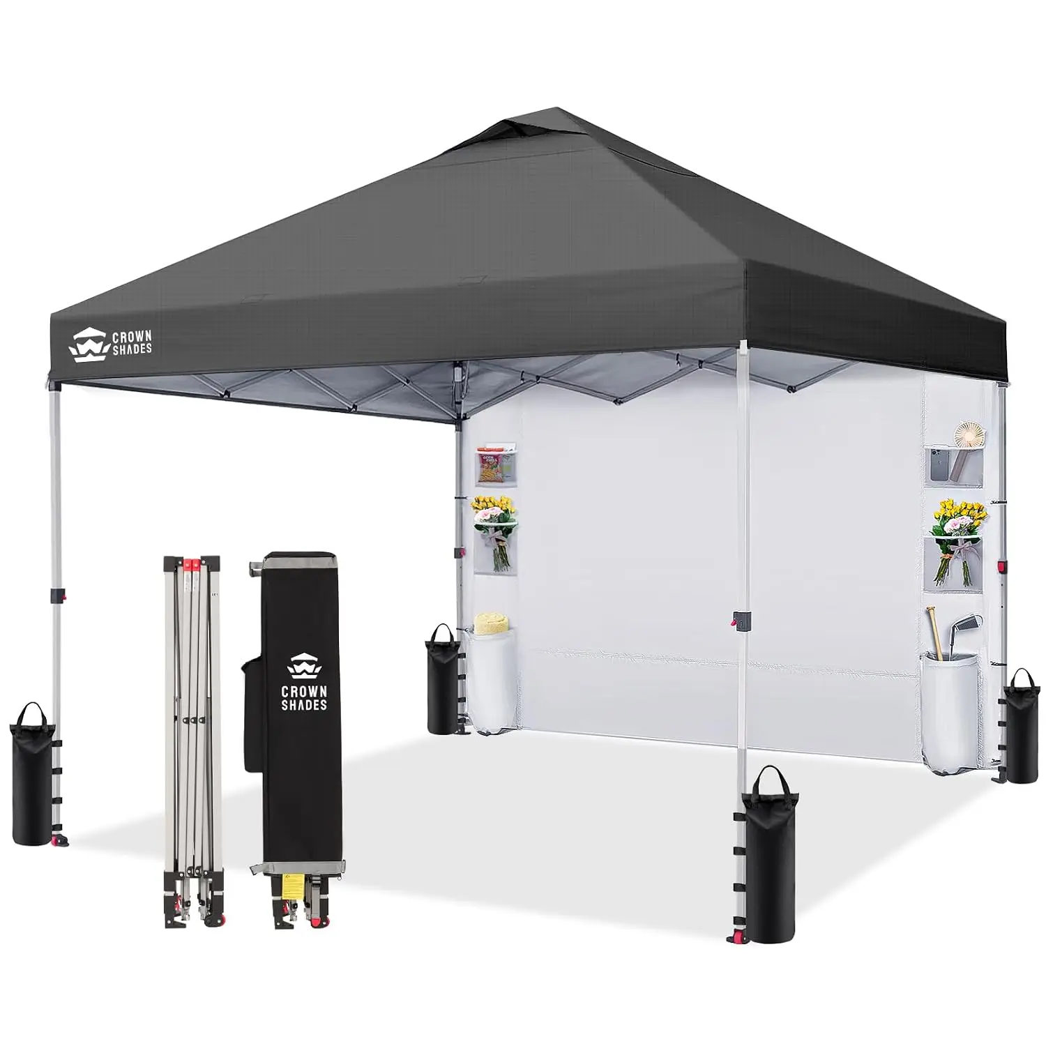 Canopy Tent 10x10 Pop Up Canopy with Side Pockets, Grid Gray, Customized