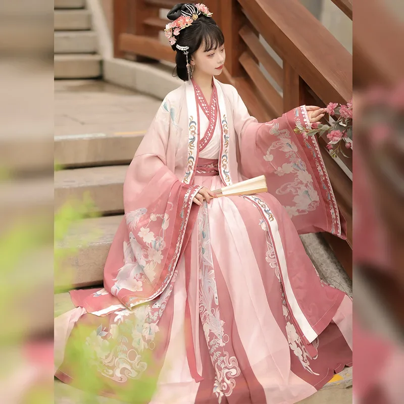 Женский костюм Hanfu, элегантный традиционный китайский стиль, платье принцессы ханьфу, костюм Тан в старинном фольклорном стиле, Сказочная одежда для выступлений
