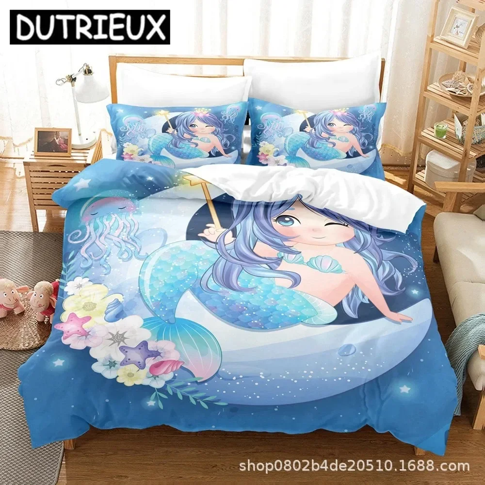 

Mermaid 3D Comfortable Duvet Quilt Cover Pillowcase Bedding Set Children Bedroom Decoration Home Textile