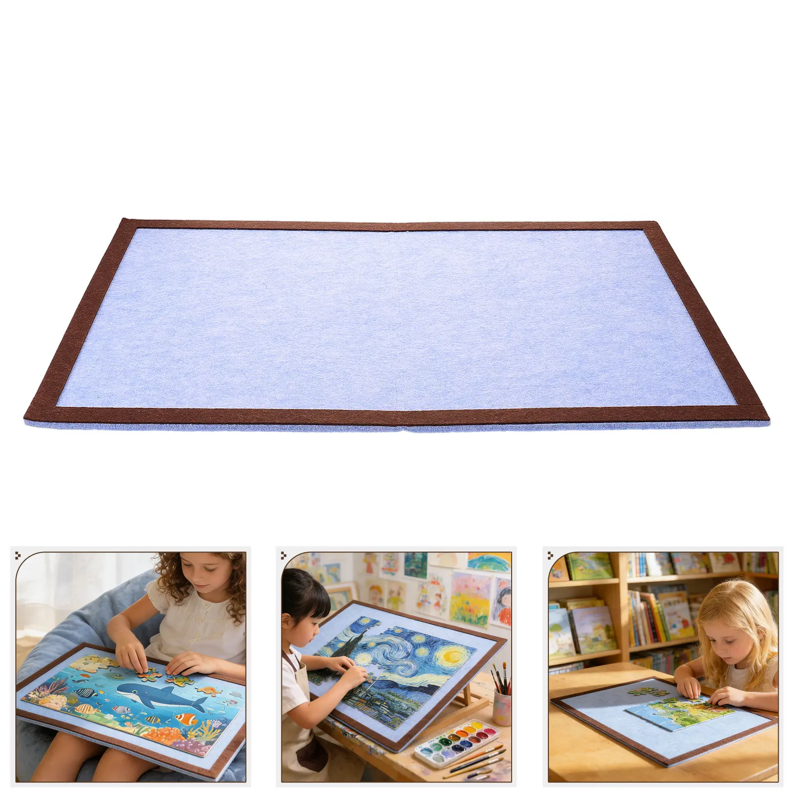 

Felt Puzzle Board Non-Slip Folding Jigsaw Mat with Felt Edging Foldable Puzzle Storage Board Cover for Home Classroom Assembly