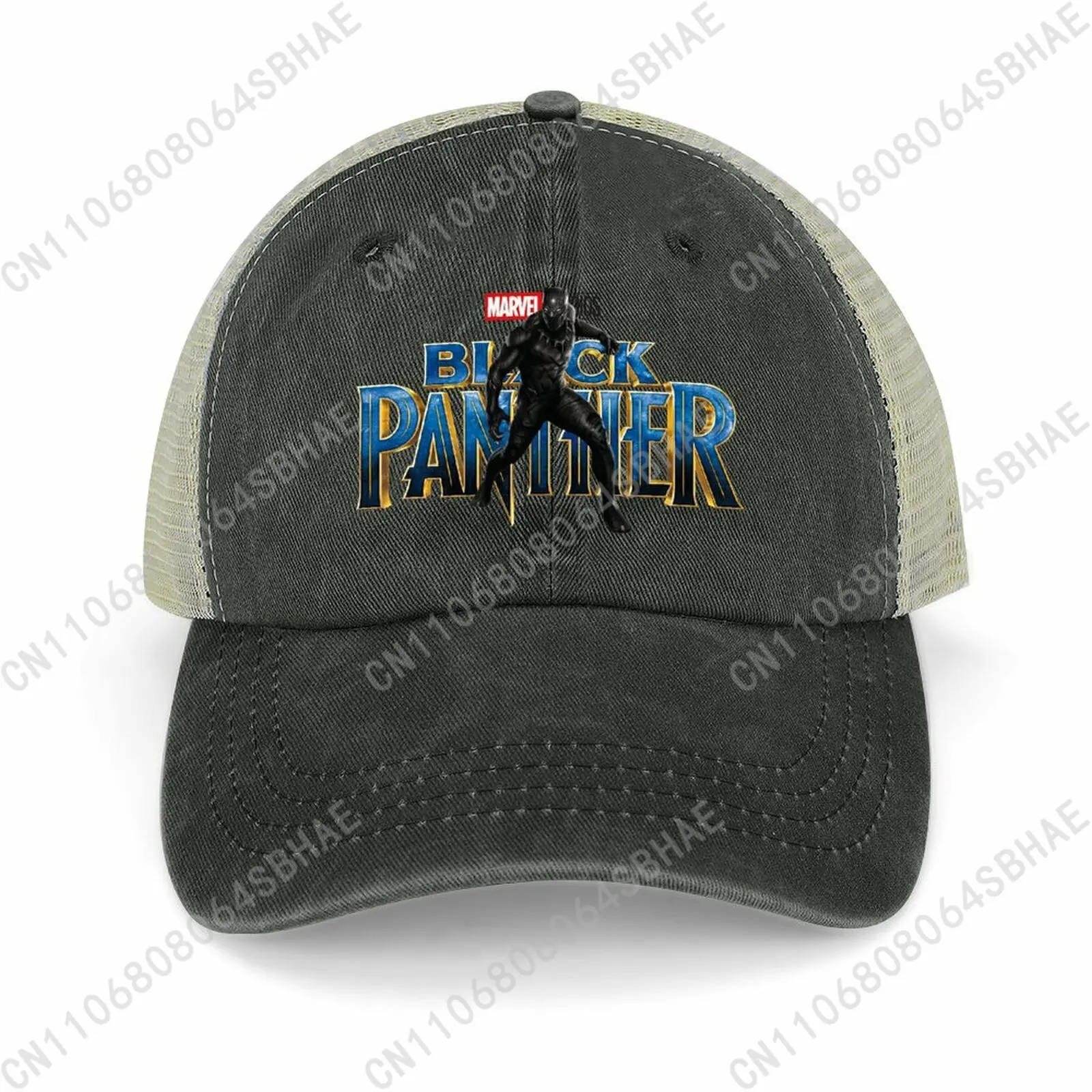 

Marvel Black Panther Hollow Ventilated Mesh Cowboy Hat for Men Women Adjustable Strap Outdoor Sun Hat Custom Summer Cap Cosplay