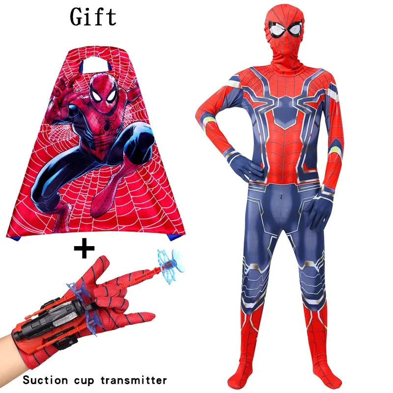 Anime Cosplay Costumes Cape Spiderman Glove Launcher Set Superhero Kids Launcher Wrist Funny Props Set Carnival Party