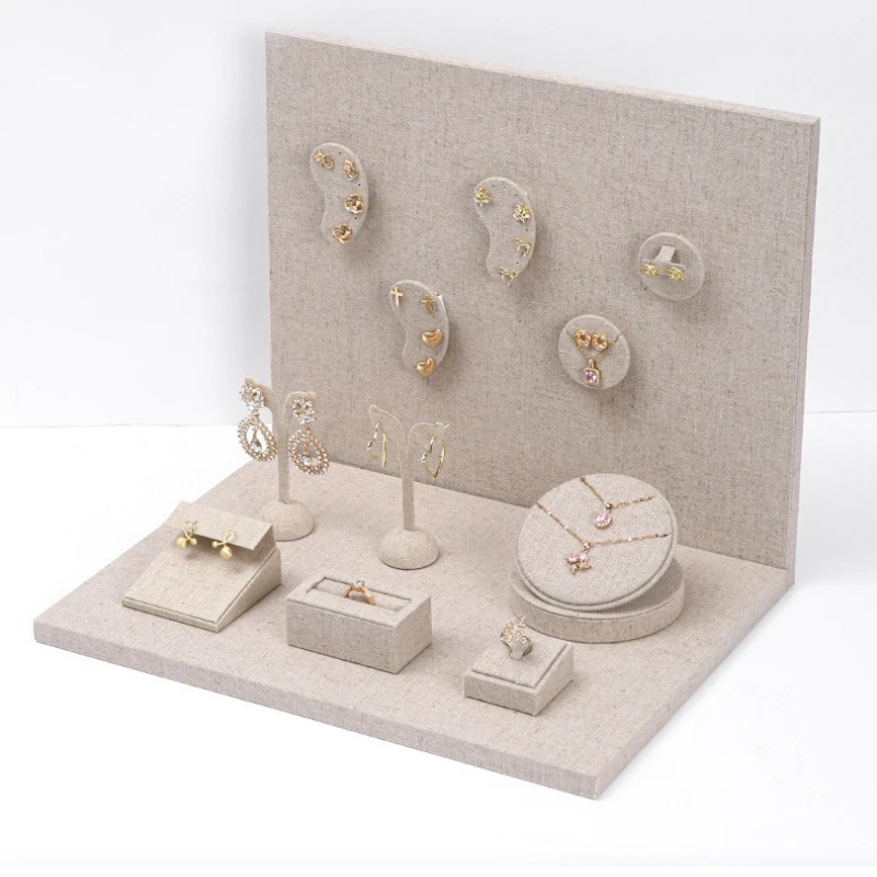 

Linen Spot Jewelry Display Stand Gold Necklace Ring Rack Jewelry Store Window Display Rack Live Diamond Display Props