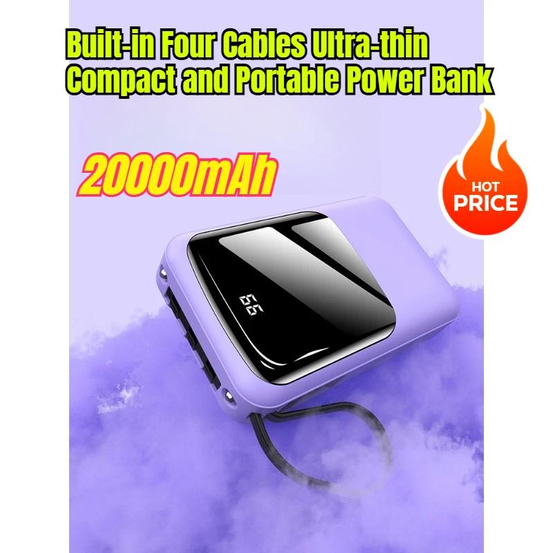 

20000mAh Built-in Four Cables Ultra-thin Compact and Portable Power Bank