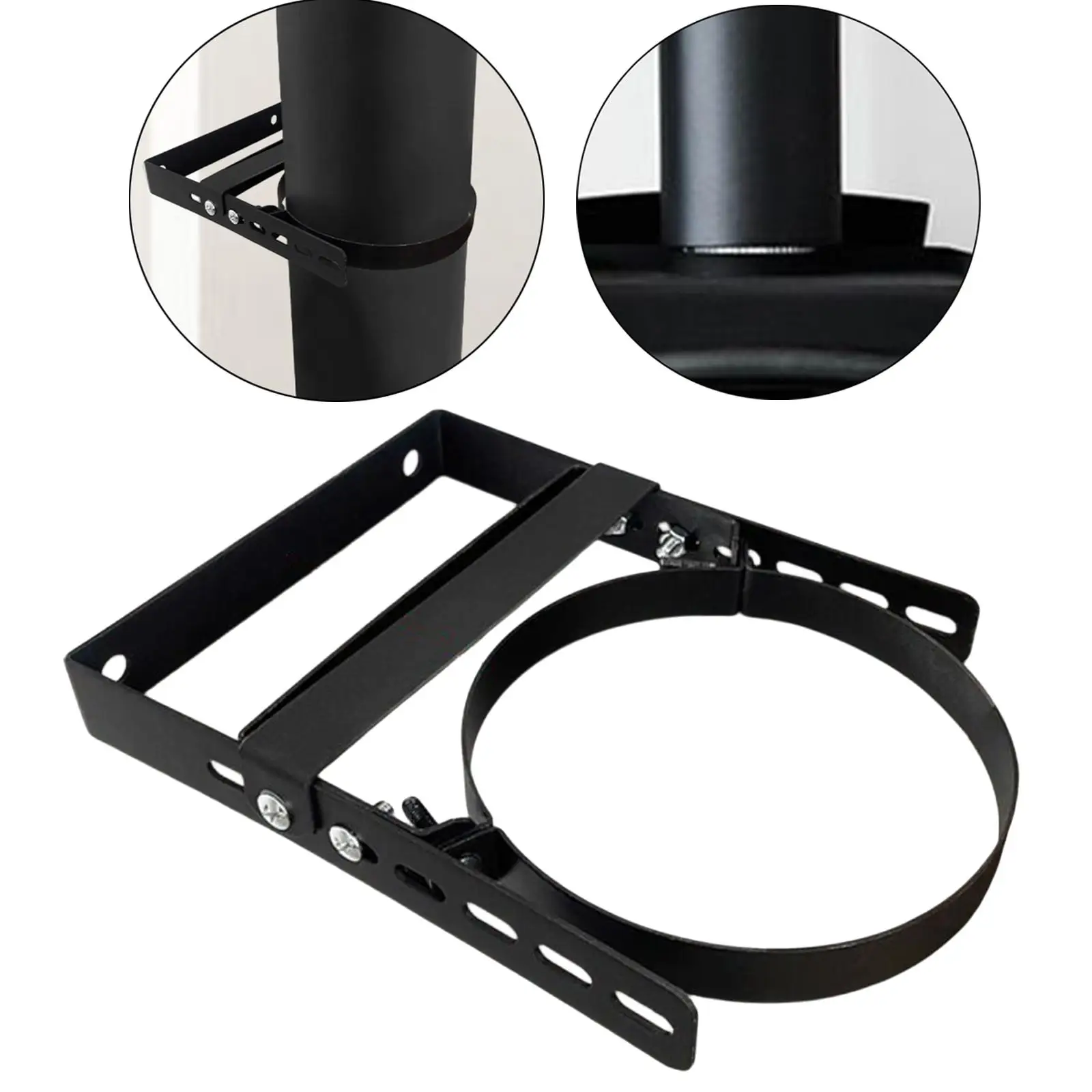 

Кронштейн для держателя дымохода, черная углеродистая сталь, простая установка, настенный ремень, прочный крепежный зажим для портативного камина