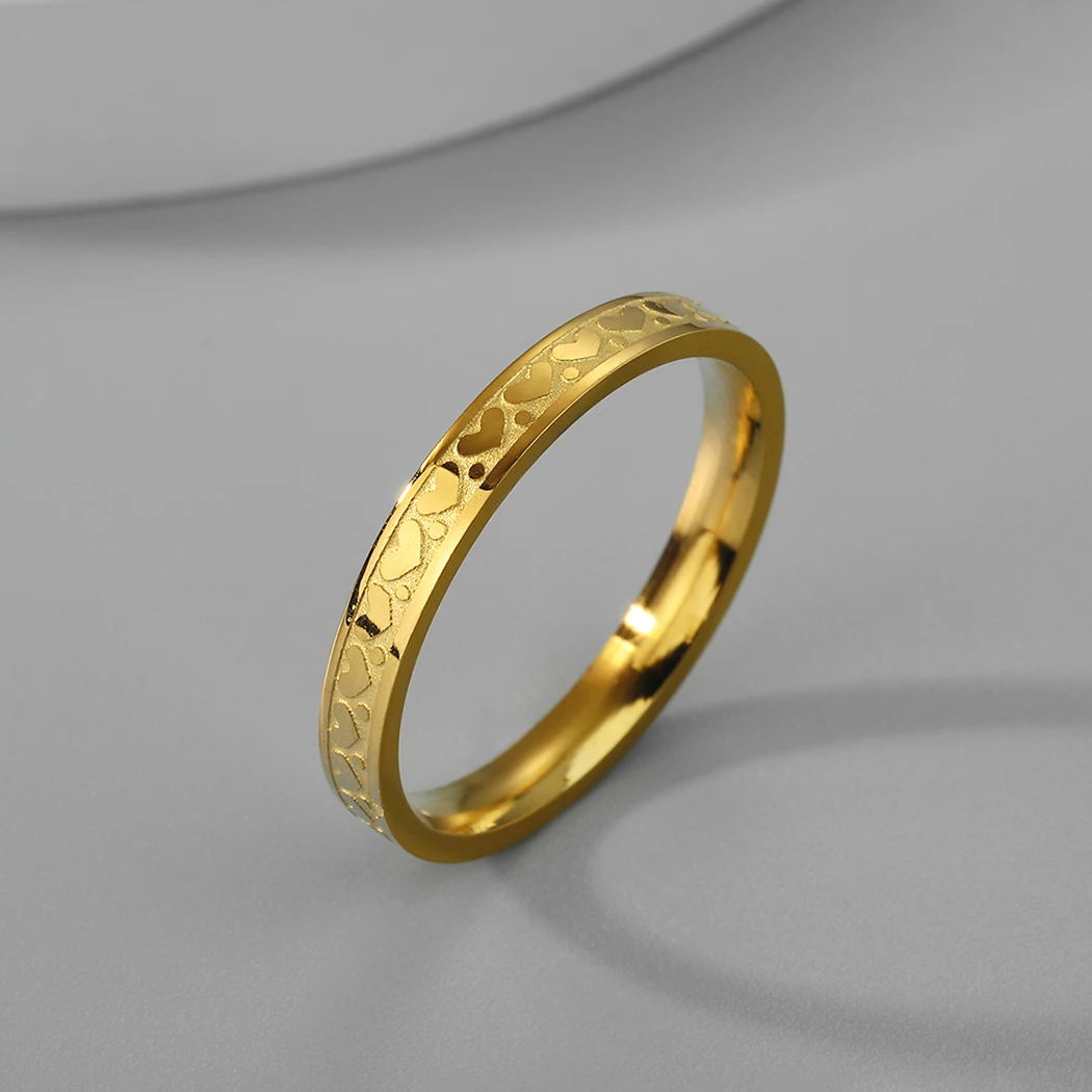 Chandler Stainless Steel Heart Band Ring Promise Ring Simple Stacking Rings for Women Romantic Gift for Men
