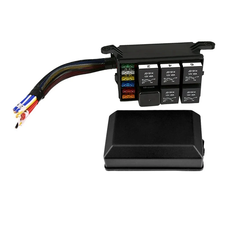 12V Automotive Fuse And Relay Box, With Pre-Wires, Waterproof Fuse Relay Block, Universal Fuse Block And Relay Kit