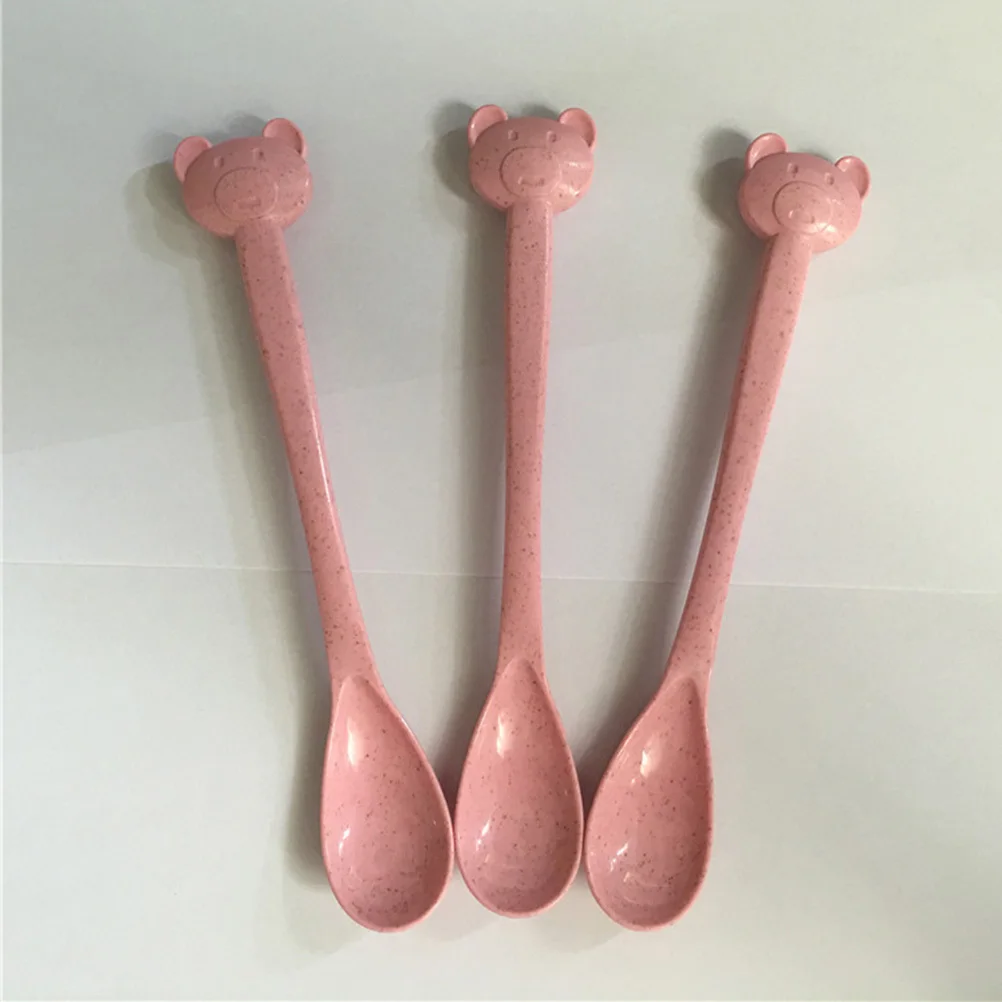 

20Pcs Bear Plastic Children's Spoons Reusable Lightweight Ice Cream Sugar Honey Coffee Teaspoons for Kids Ice Cream Spoon