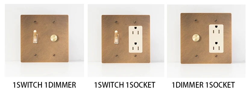 2Gang Maßgeschneiderte goldene schwarze Retro-Bronze-SS-Platte 30 Tage Messing geknoteter Kippschalter 110 V amerikanischer Standard-Wandschalter-Steckdosendimmer – Detail 13