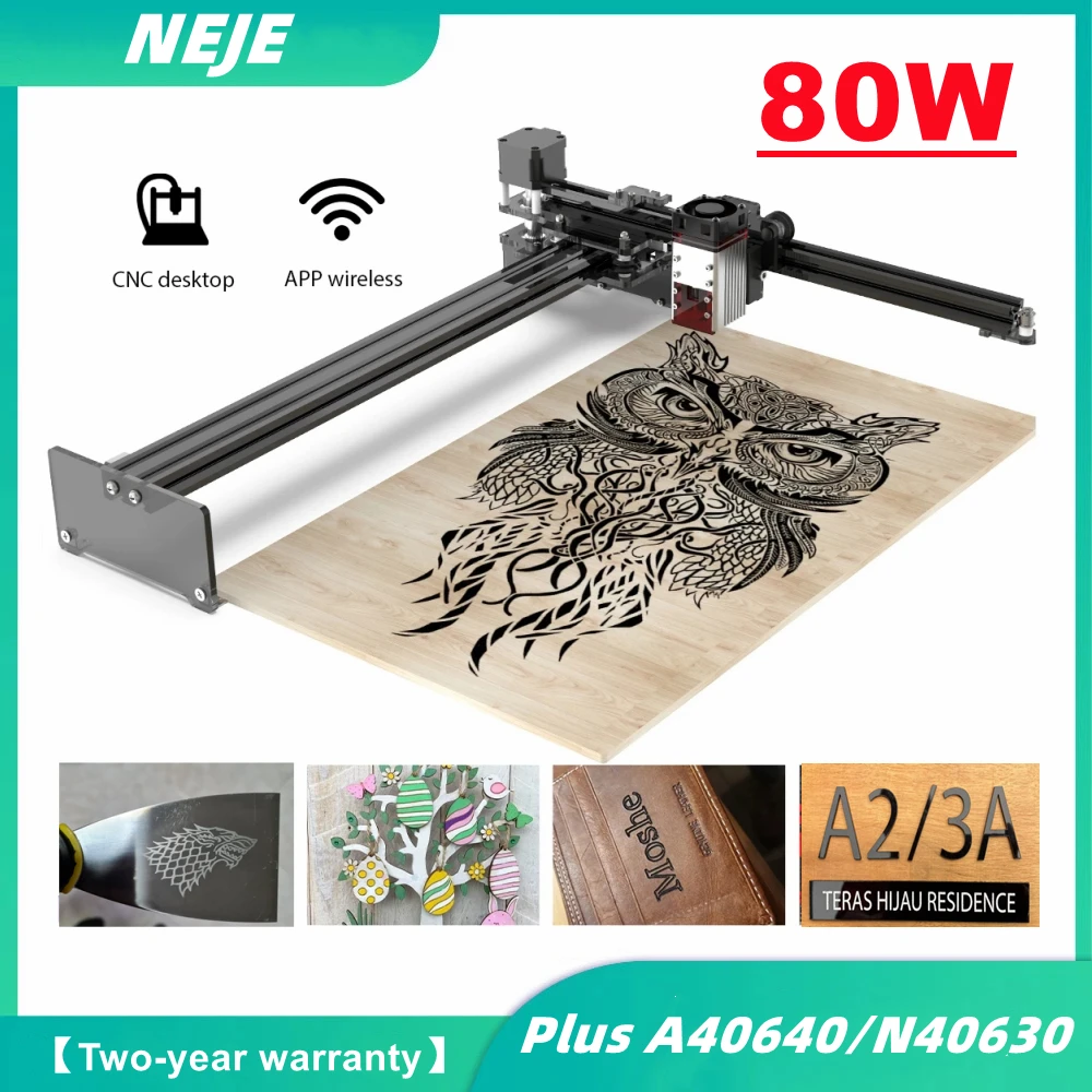 

NEJE 3 Plus A40640/N40630 80W CNC Laser Engraver Wood Laser Cutter Metal Engraving Printer Lightburn Bluetooth App Control