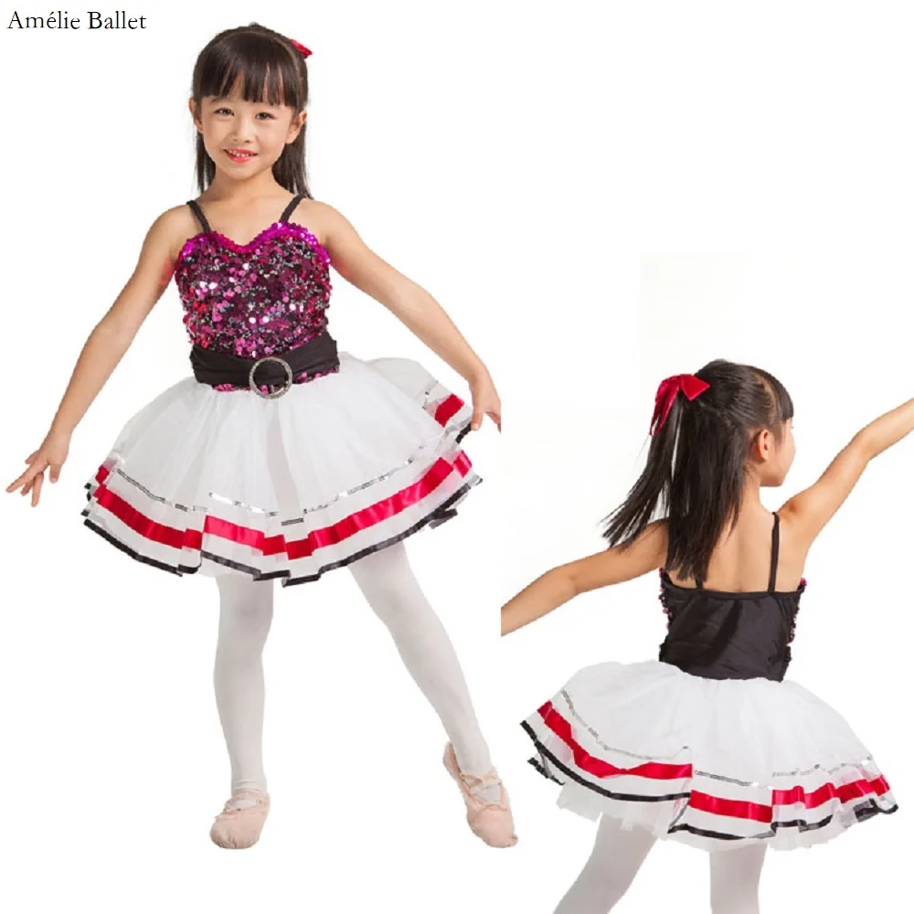 15014 Rose Red Sequin Top Mieder Kind Leistung Dance Kostüme Jazz & Tap Ballett Leistung Tutu Ballerina Tanz Kostüm