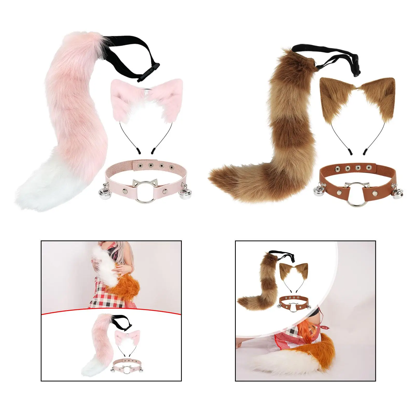 Oren, halsband en staartset, haarband, nieuwigheid, dames, meisjes, cosplay voor feest, podiumvoorstelling, viering, verjaardagscadeau, carnaval