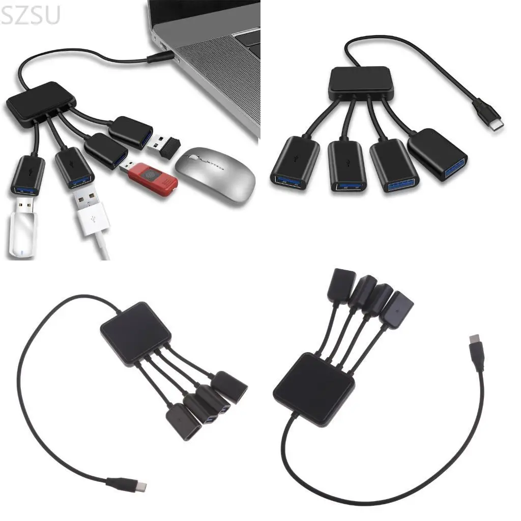 

Удлинители концентратора SZSU Type C, 4-портовый кабельный разветвитель USB 2.0, высокоскоростной адаптер передачи данных