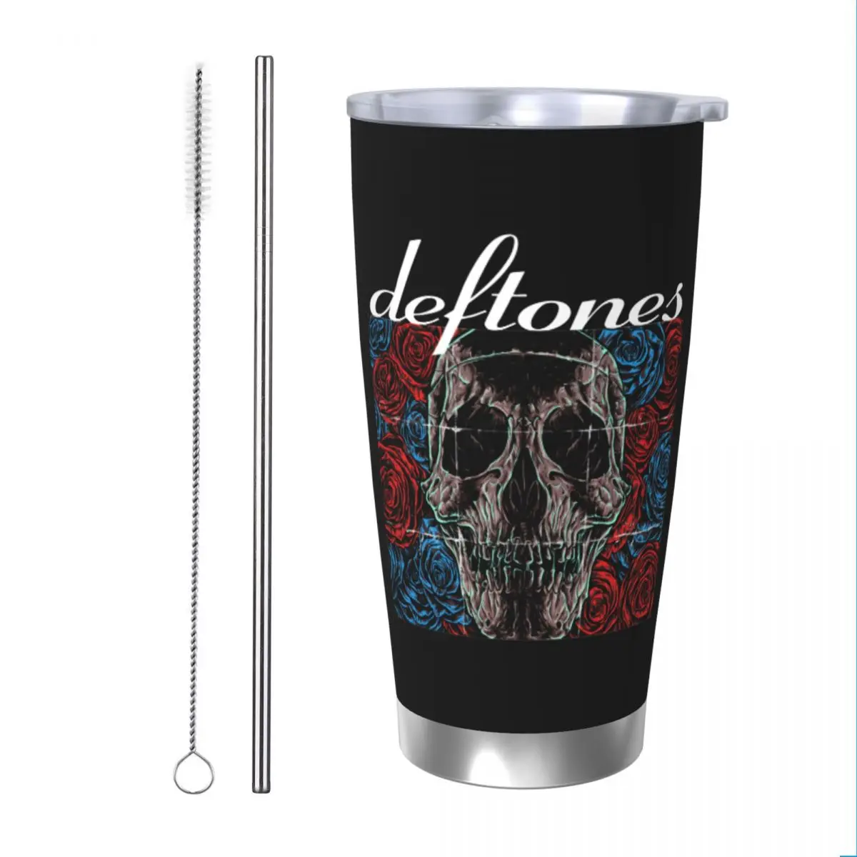 Horror Deftones Skull Tumbler Vacuum Insulated Gothic Thermal Cup Vacuum Flask Travel Outdoor Mug Spill Proof, 20oz