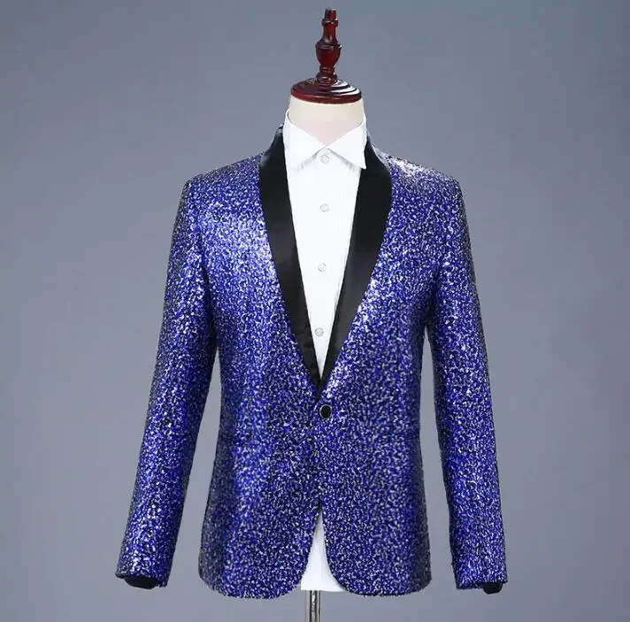 Personality clothes men suits designs terno stage costumes for singers jacket men sequins blazer dance star style dress blue red