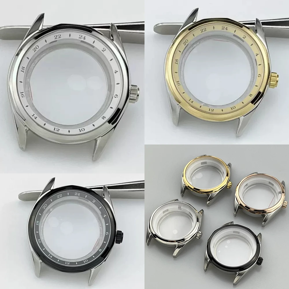 

Silver Rose/Black/Gold Stainless Steel Watch Case 39mm Sapphire Glass Case, for NH35 NH36 4R35A 4R36A Movement, Fits 34mm Dial