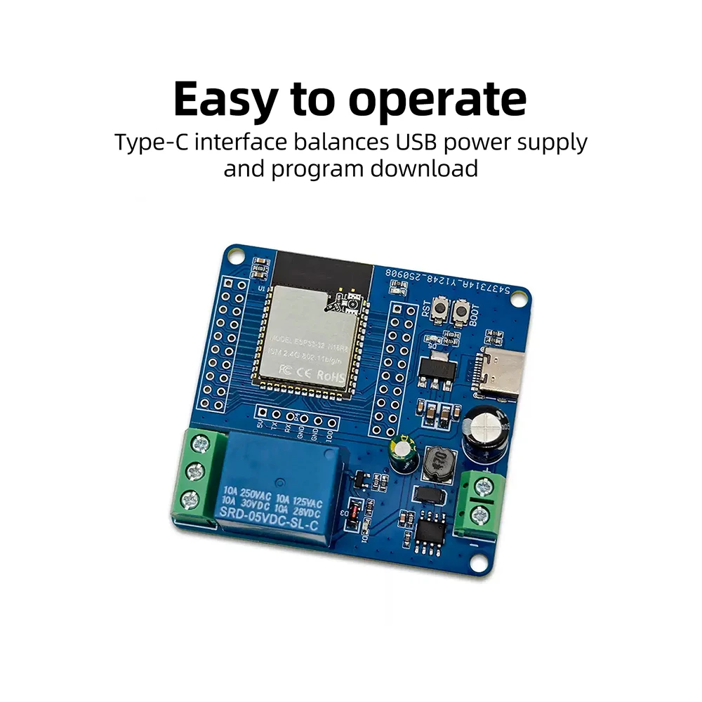 DC 5-60V Einkanal-Relaismodul WI-FI BT ESP32-N16R8 Relaisplatine Typ-C-Schnittstelle – Detail 4