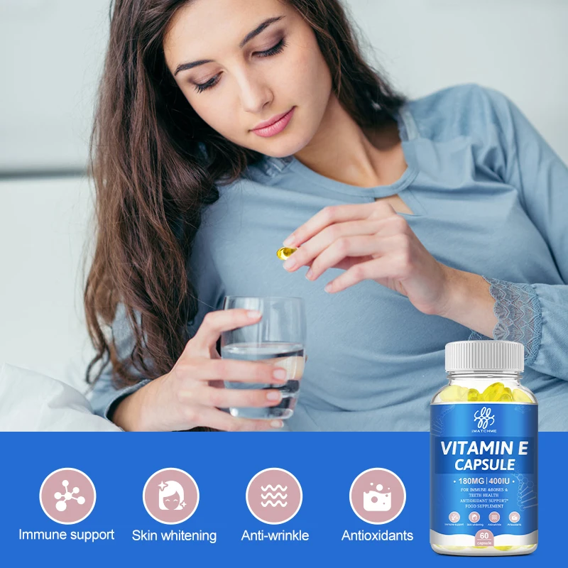 Oral Use Vitamin E Capsules Support Bones, Eyesight, Teeth, Hair and Nail Glowing Skin Vitamin E Supplement