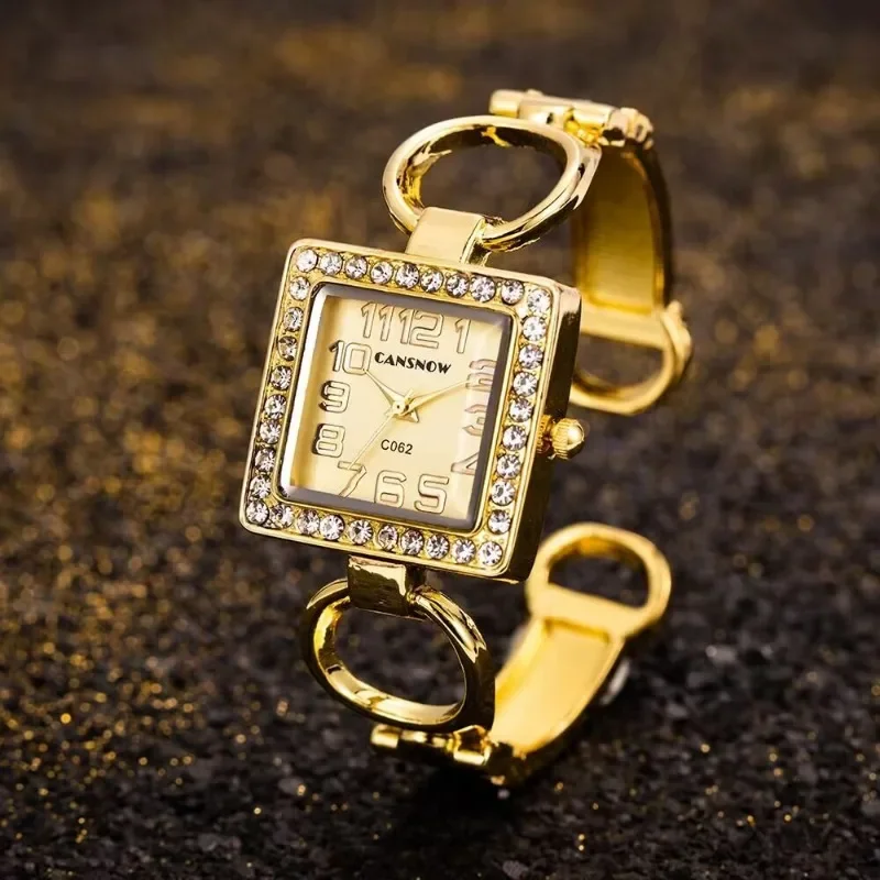 Women's Watches Open Bracelet Watch Ladies Dial Square Girls' Watch Hollow Out Female's Fashion Quartz Wristwatch Reloj Mujer