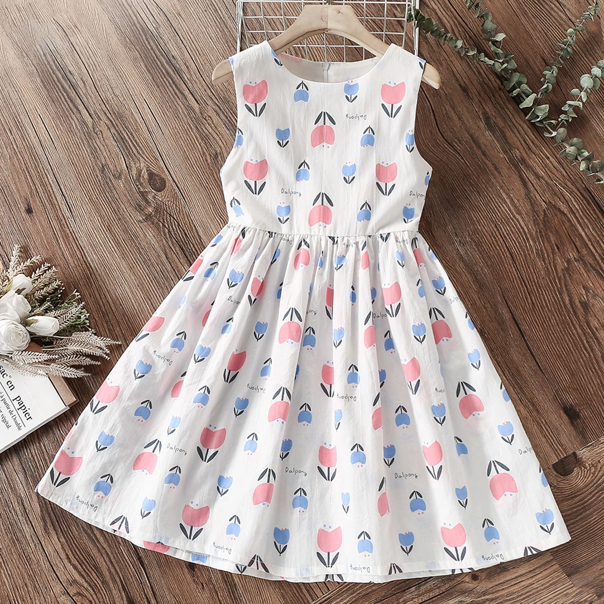 

Summer Teenagers Girl Flower Dress for Kids Clothes Floral Print Princess Dress Sleeveless Kids Party Costumes 4 6 8 10 12 Years